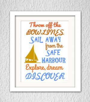 ... Twain: throw off the bowlines - Wall art - Inspirational quote print