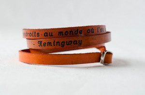Hemingway Paris Quote in French Ultra Long Hand Carved Leather Wrap ...