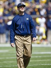 Michigan Wolverines head coach Jim Harbaugh. (Photo: Rick Osentoski ...