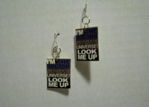 Doctor Who Fish Hook Library Quote Fish Hook Earrings
