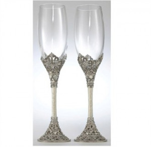 Hand-Enameled Swarovski Crystal Champagne Glasses
