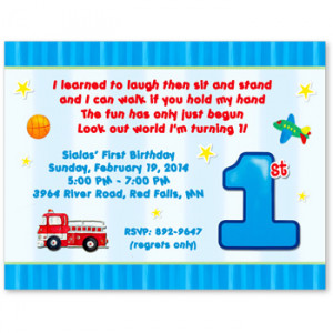 Fun at One Birthday Party Invitation, Boy First Birthday Invitation