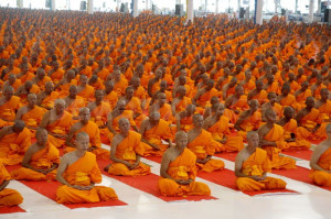 Mass meditation: which monks are really 'doing it?'