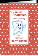 Grandson, Lost First Tooth, Congratulations, Orange, Dots card ...