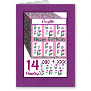 DAUGHTER - Happy 14th Birthday Greeting Card