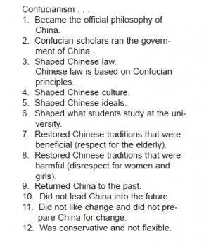 Confucianism Daoism and Legalism Chart