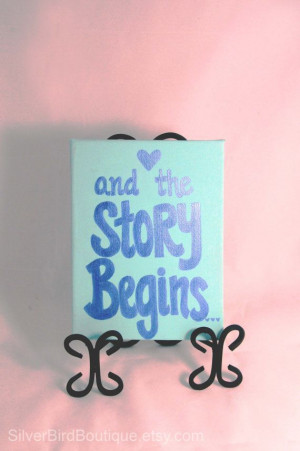 , Bridal Decor, Keepsake Wedding Canvas, Our Story Begins, Love Quote ...