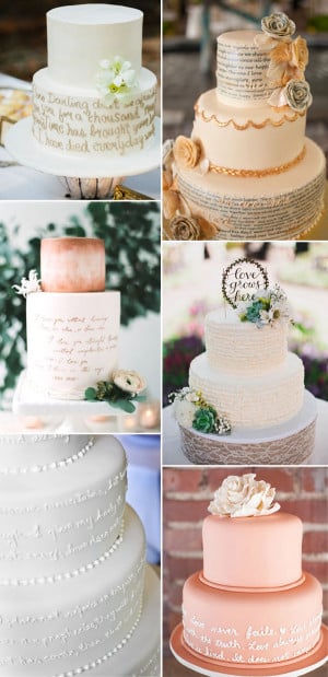 glamourous wedding cakes with script quotes for elegant wedding ideas