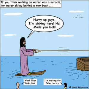 ... Funny Cartoon Gospel Cartoons - Jesus - Water Skiing - Ornaments