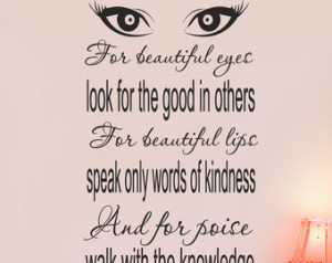 Audrey Hepburn Quote decor Vinyl Wa ll Decal For beautiful eyes look ...