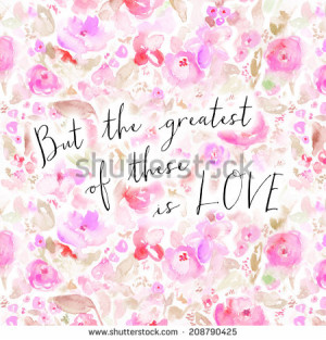 Bible Verse on Watercolor Flower Background. Pink Floral Background.