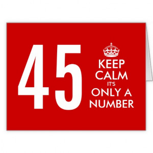 45th Big Birthday card with funny Keep Calm quote