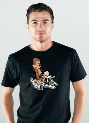 Calvin & Hobbes As Han Solo And Chewbacca T-Shirt