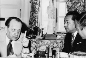 Ikeda with French author and statesman André Malraux in Paris, 1975 ...