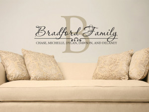 Family name wall decal custom personalized name vinyl wall decal