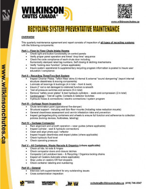 Recycling System Preventative Maintenance Outline