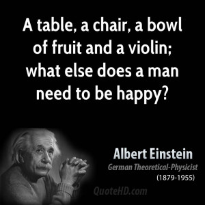 table, a chair, a bowl of fruit and a violin; what else does a man ...