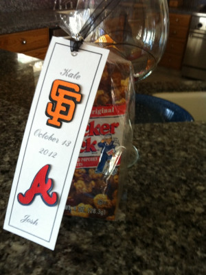 Wedding favor - Peanuts & Cracker Jacks- bookmark with Bride & Grooms ...