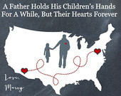 Gift For Dad Birthday Distance Map Hearts Father Quotes Picture Wall ...