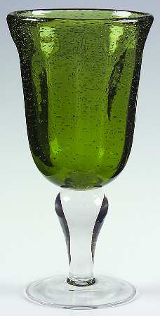 Green Bubble Glass Wine Goblets