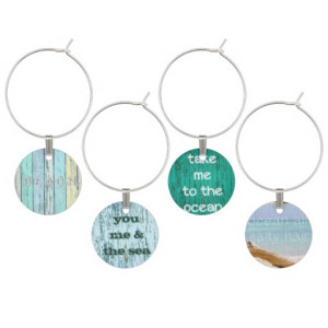 Beach Quote Wine Charms