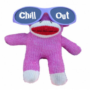 funny chill out pink sock monkey photo sculpture