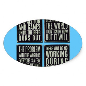 Funny beer quotes oval stickers