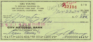 Gig Young Signed Check