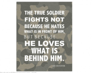 ... Art Print, Inspirational Q uote Typography, GK Chesterton, soldier
