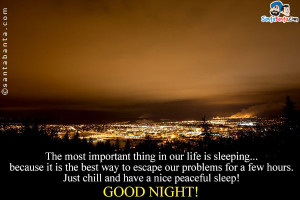 The most important thing in our life is sleeping... because it is the ...