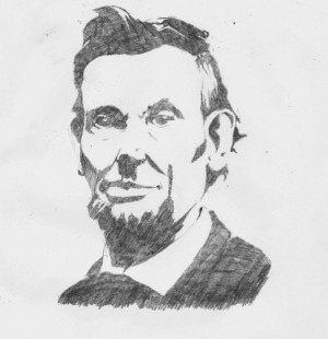 Mono-tone drawing of Abraham Lincoln