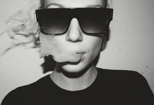 bad, bitch, black and white, cigarette, cute, fashion, girl, glasses ...