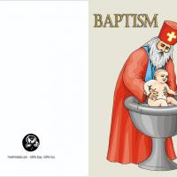 Priest Wth Baby Baptism Invite
