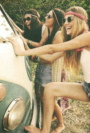 , friends, friendship, fun, girls, happy, have fun, headbands, hippie ...