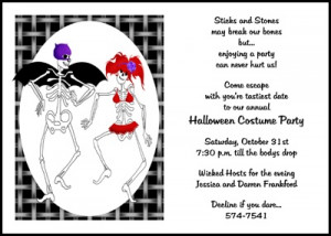 Party Invitation With Halloween Skeletons