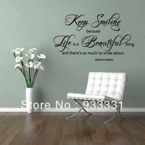DIY-MARILYN-MONROE-Keep-Smiling-Life-Beautiful-Quote-Vinyl-Wall-Window ...