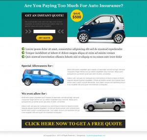 Buy get instant quote for auto insurance landing page design