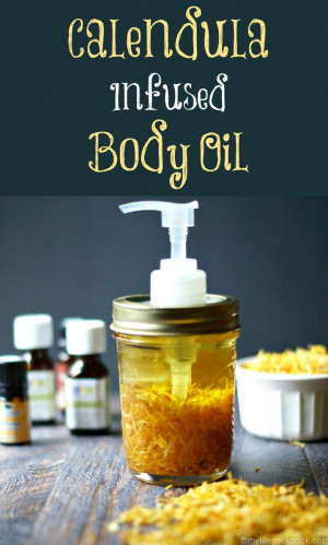 This calendula infused body oil is natural and healing to the body ...