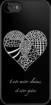 Zentangle Heart & Quote iPhone Case by Hilda Rytteke