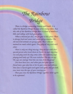 In memory of those who have crossed over Rainbow Bridge.