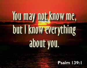 Bible Quote – You may Not Know me but I Know everything about You