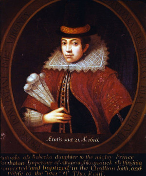 Unico retrato de Pocahontas en vida por Simon van der Meer (1616).