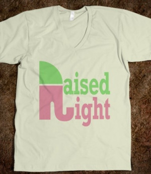 Raised Right V-neck (Pink and green)