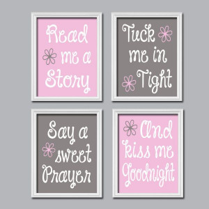 Cute Pink Grey Gray Kiss Me Goodnight Quote Crib by trmDesign, $33.00
