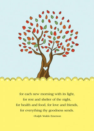 Gratitude Tree Free 5x7 mini print, Ralph Waldo Emerson quotes