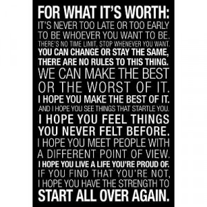 For What It's Worth Quote (Black)Motivational Poster - 19x13