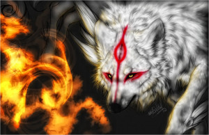 Amaterasu .: Red Fire :. by WhiteSpiritWolf
