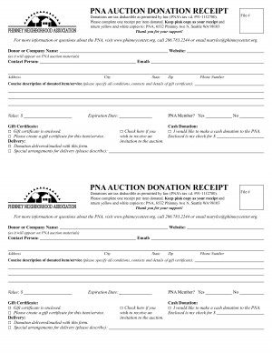 PNA AUCTION DONATION RECEIPT