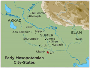Early Mesopotamian City states Map