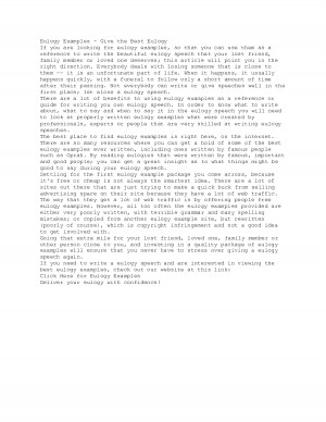 Eulogy Examples - Give the Best Eulogy by primusboy